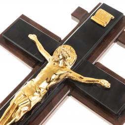 Крест настенный "Распятие" камень обсидиан