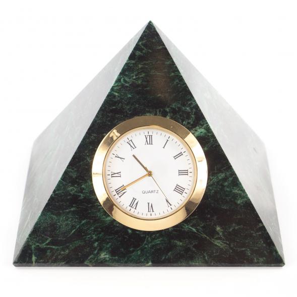 Часы &amp;quot;Пирамида&amp;quot; камень змеевик темный 10х10х8 см 113186