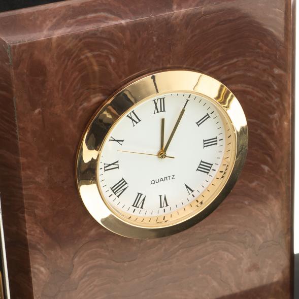 Письменный набор &amp;quot;Канцелярский&amp;quot; с часами камень лемезит 124048