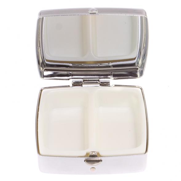 Таблетница на 2 отделения камень пирит цвет серебро 126179