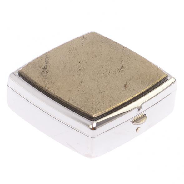 Таблетница на 2 отделения камень пирит цвет серебро 126179