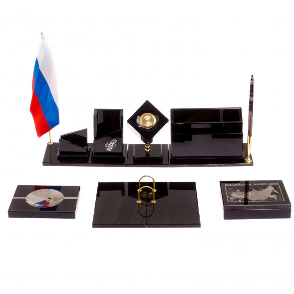 Письменный набор &amp;quot;Оптимал плюс&amp;quot; из черного обсидиана 126255