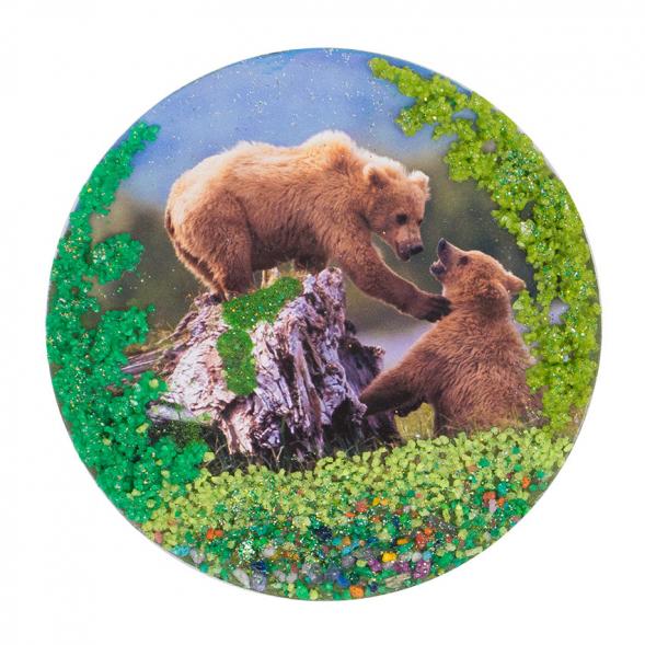 Магнит с рисунком &amp;quot;Два медведя&amp;quot; змеевик 117750