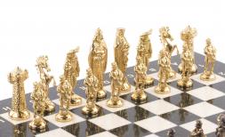 Шахматы настольные "Средневековье" 40х40 см камень мрамор змеевик