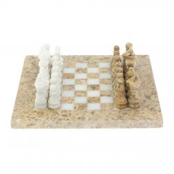 Шахматы &amp;quot;Сувенирные&amp;quot; из ракушечника и белого мрамора доска 20х20 см
