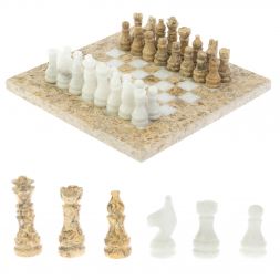 Шахматы &amp;quot;Сувенирные&amp;quot; из ракушечника и белого мрамора доска 20х20 см