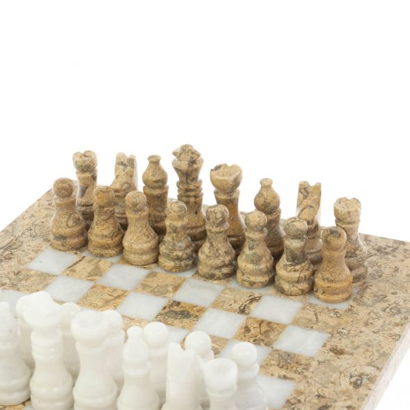 Шахматы &amp;quot;Сувенирные&amp;quot; из ракушечника и белого мрамора доска 20х20 см 128886