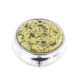 Таблетница на 3 отсека камень змеевик цвет серебро