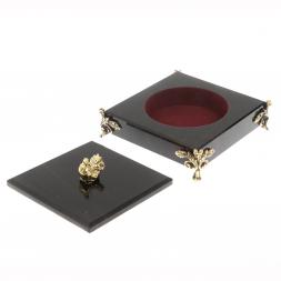 Шкатулка "Птичка" из черного обсидиана и бронзы