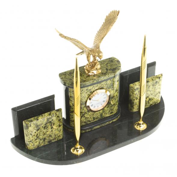 Письменный прибор &amp;quot;Гордый орел&amp;quot; из змеевика и бронзы 122590