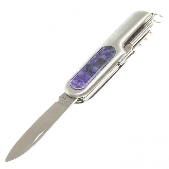 Нож мультитул складной 7 в 1 с камнем чароит 123876