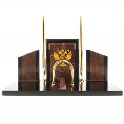 Письменный набор &amp;quot;Канцелярский&amp;quot; с гербом камень лемезит