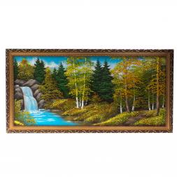 Картина &amp;quot;Осенний пейзаж&amp;quot; багет 43х85 см, каменная крошка