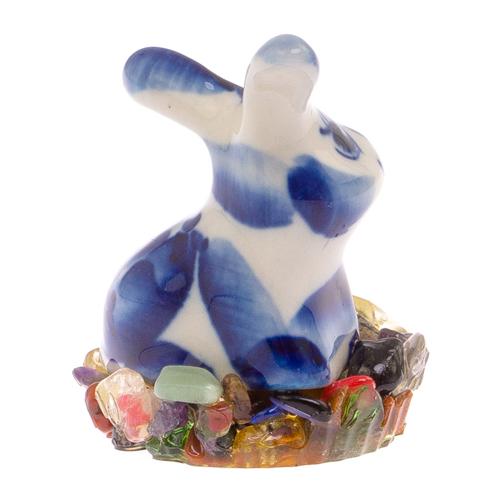 Сувенир фигурка &amp;quot;Кролик сидит&amp;quot; на подставке из самоцветов 125197