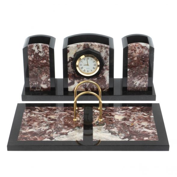 Настольный набор &amp;quot;Канцелярский&amp;quot; из креноида с часами 127821