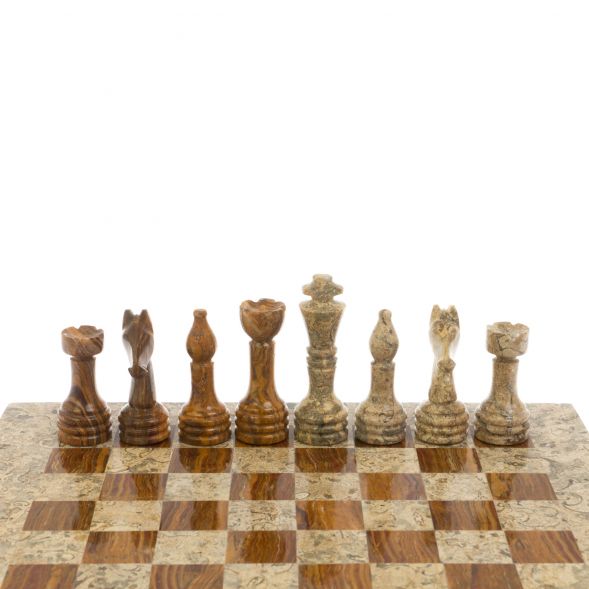 Шахматы из камня &amp;quot;Дебют&amp;quot; оникс, ракушечник доска 25х25 см 128887