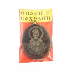 Брелок-кулон оберег &amp;quot;Св. Николай Чудотворец&amp;quot; камень обсидиан