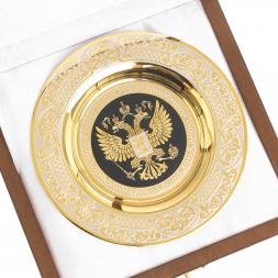 Тарелка с гравюрой &amp;quot;Герб РФ&amp;quot; 12 см Златоуст