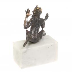 Бронзовая статуэтка "Чертик" на подставке из мрамора