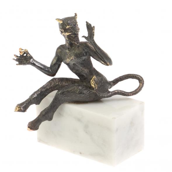 Бронзовая статуэтка &amp;quot;Чертик&amp;quot; на подставке из мрамора 126793