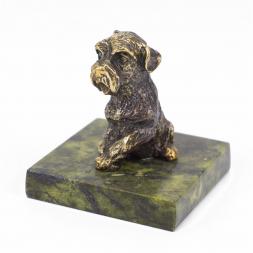 Статуэтка &quot;Собачка средняя №3&quot; из бронзы и змеевика