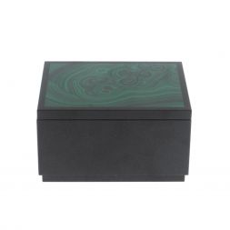 Шкатулка из малахита и долерита 10,5х8,5х6 см