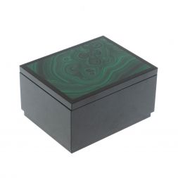 Шкатулка из малахита и долерита 10,5х8,5х6 см