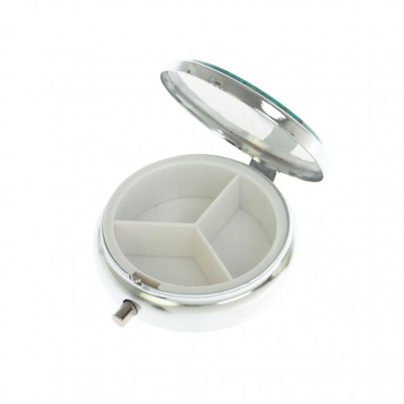 Таблетница на 3 отделения камень азурит цвет серебро 129107