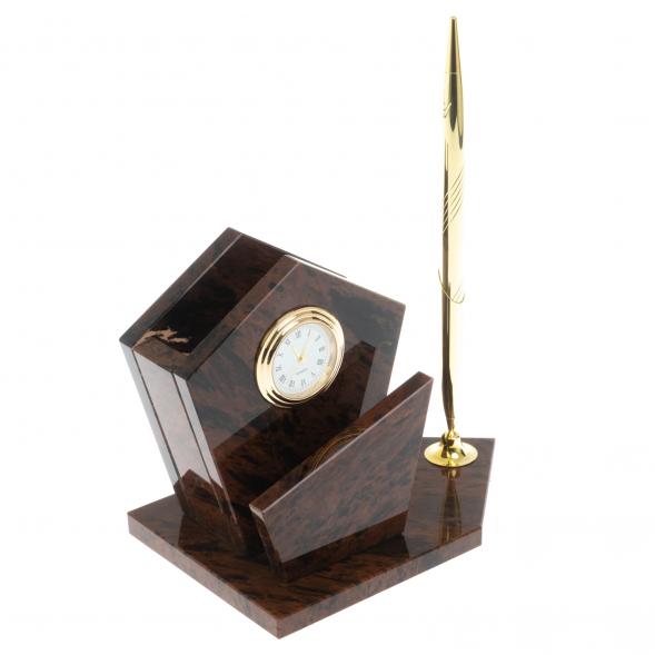 Карандашница с ручкой &amp;quot;Грани&amp;quot; камень обсидиан 122374