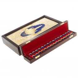 Подарочные нарды "Восточные" с эмалью камень лазурит Златоуст