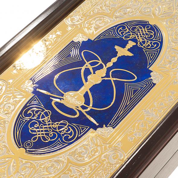 Подарочные нарды &amp;quot;Восточные&amp;quot; с эмалью камень лазурит Златоуст 123619