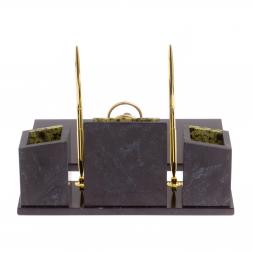 Письменный набор &amp;quot;Канцелярский&amp;quot; с гербом камень змеевик