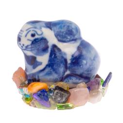 Сувенир фигурка &amp;quot;Зайчик &amp;quot; на подставке из самоцветов