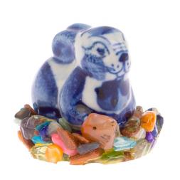 Сувенир фигурка &amp;quot;Зайчик &amp;quot; на подставке из самоцветов