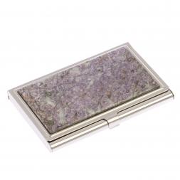 Карманная визитница камень лепидолит цвет серебро