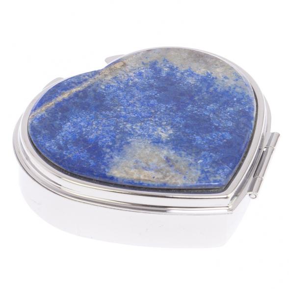 Таблетница &amp;quot;Сердце&amp;quot; на 3 отделения камень лазурит афганский цвет серебро 125978