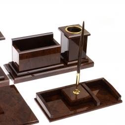 Письменный набор &amp;quot;Золотой&amp;quot; из коричневого обсидиана