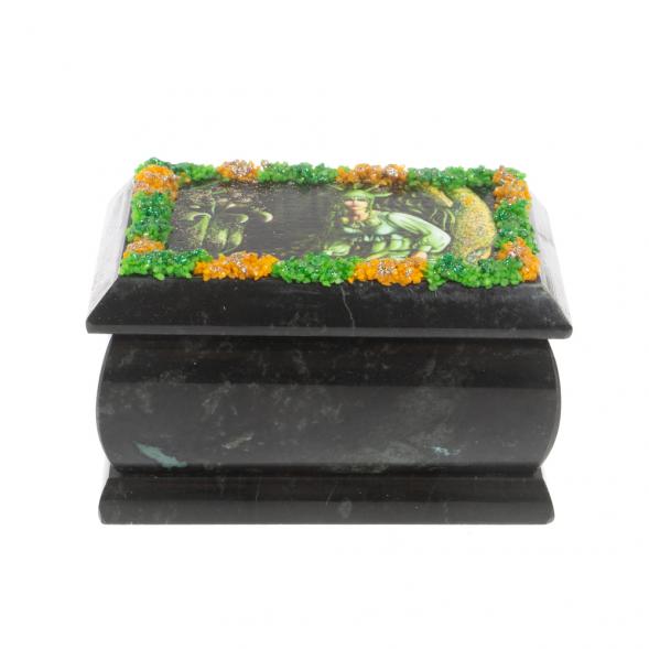 Шкатулка &amp;quot;Хозяйка медной горы&amp;quot; змеевик каменная крошка 10х6,5х6 см 127264