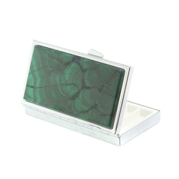 Таблетница на 7 отделений камень малахит серебристая 127343