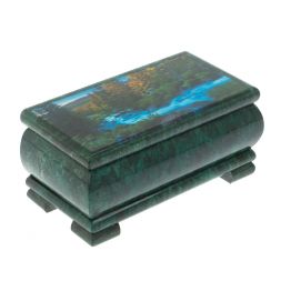 Шкатулка &amp;quot;Горная река&amp;quot; из змеевика 16х8х7,5 см