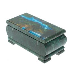 Шкатулка &amp;quot;Горная река&amp;quot; из змеевика 16х8х7,5 см
