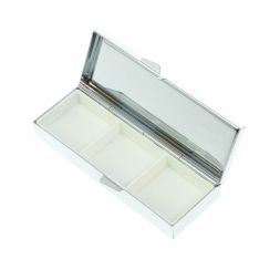 Таблетница на 3 отделения камень шайтанский переливт серебро