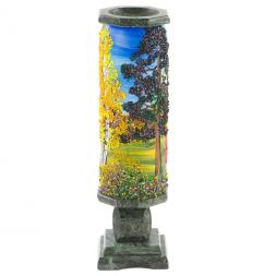 Ваза из камня с рисунком &amp;quot;Осень&amp;quot; 8х8х29 см