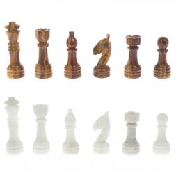 Каменные шахматы &amp;quot;Игрок&amp;quot; из белого мрамора и оникса 38х38 см