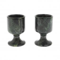Набор рюмок 2 шт из змеевика 40 мл / 4,5х4,5х7 см
