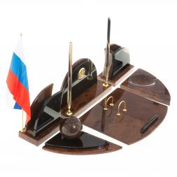 Письменный набор &amp;quot;Овальный&amp;quot; камень обсидиан