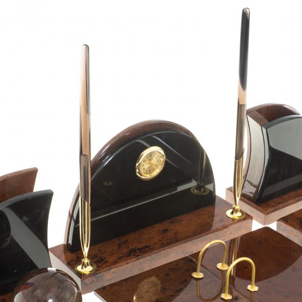 Письменный набор &amp;quot;Овальный&amp;quot; камень обсидиан 122375