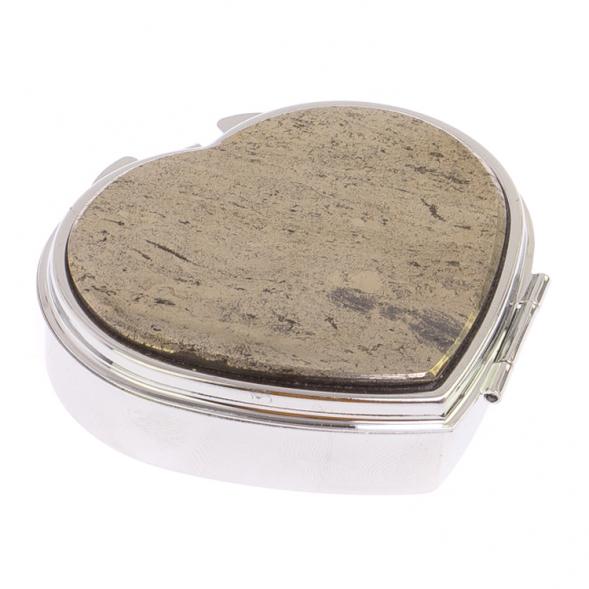 Таблетница &amp;quot;Сердце&amp;quot; на 3 отделения камень пирит цвет серебро 126182