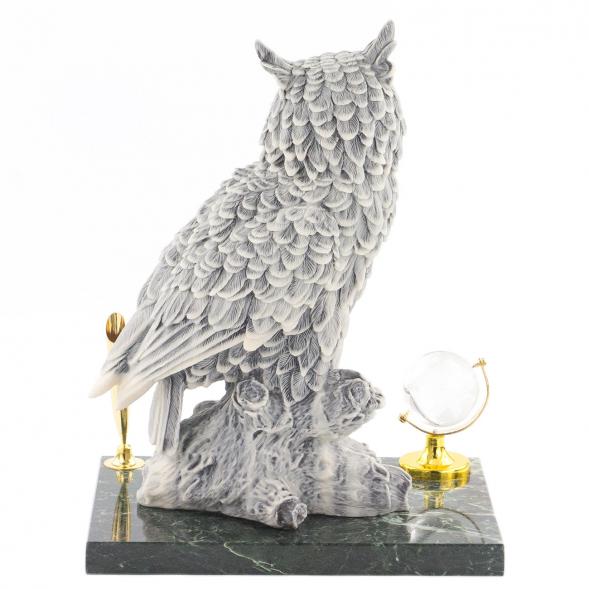 Подставка под ручку &amp;quot;Филин&amp;quot; из змеевика мрамолита 119889