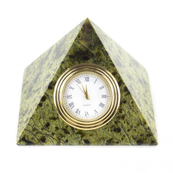 Настольные часы &amp;quot;Пирамида&amp;quot; из камня змеевик 8х8х7 см 121005